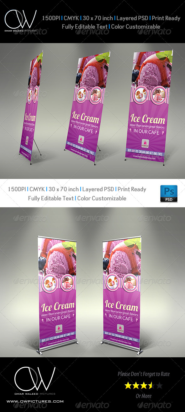 Ice Cream Roll-up Signage Banner Template Vol.2