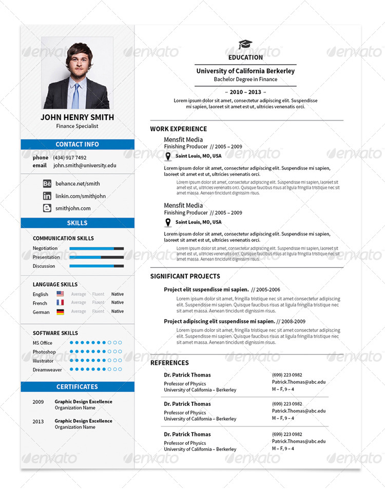 Resume and Cover Letter – A4 and Letter Sizes, Print Templates ...