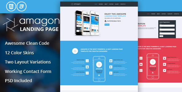 Amagon Flat Bootstrap Landing Page Template by mannatstudio