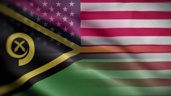 USA Vanuatu Flag Loop Background 4K