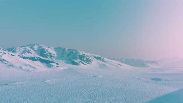 Snowed Mountains in Alaska with Fog alt