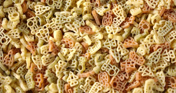 The Dry Rotelle Pasta Rotates Slowly.  alt