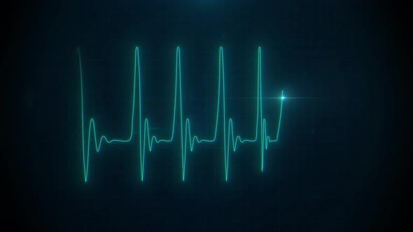 Medical Pulse Heart Beat Cardiogram Real on Monitor