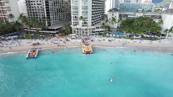 Aerial Rotating Of Waikiki Beach 4 K