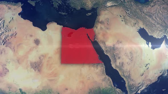 Realistic Earth Zoom Red Alert Highlight Country Egypt alt