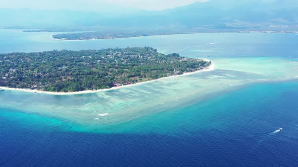 Aerial view abstract of perfect tourist beach voyage by clear water and white sandy background of a  alt