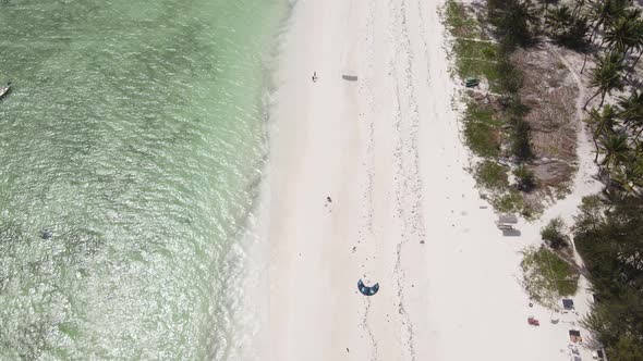 Aerial View of the Beach on Zanzibar Island Tanzania Slow Motion alt