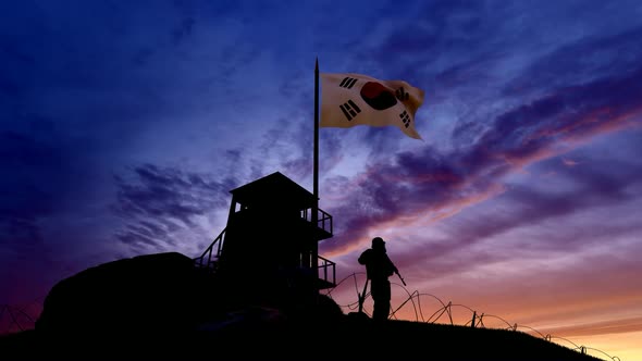 Korean Soldier On The Border At Night At The Border alt