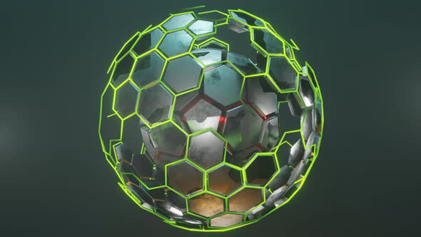 3D orb effect on shadowy background. Plasma within sphere. 4K loop. 3d rendering alt