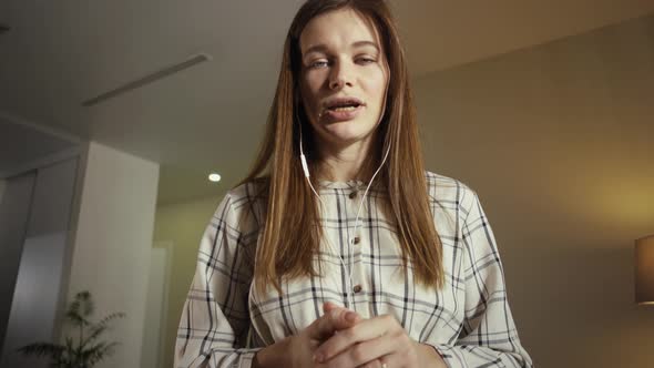 Business Woman Working with From Home Having a Video Call with Colleagues