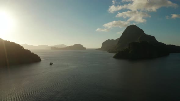 The Beautiful Bay at Sunset. Aerial View alt