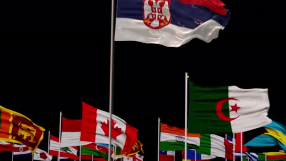 serbia Flag With World Flags In Alpha Channel