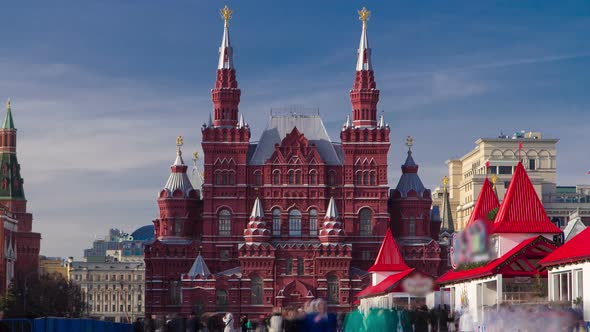 The State Historical Museum of Russia Timelapse Hyperlapse. Located Between Red Square and Manege alt