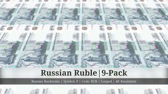 Russian Ruble | Russia Currency - 9 Pack | 4K Resolution | Looped alt
