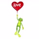 Frog Flies Heart Balloon Looped White Background - VideoHive Item for Sale