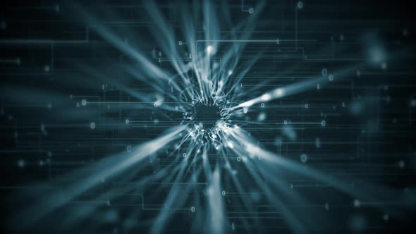 Fiber Optic Light Beams and Binary Code Technology Background alt