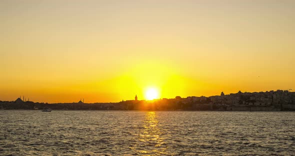 Istanbul. Sunset in Turkey. 4K High quality footage.