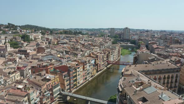 Aerial View of Medieval Quater on River Onyar alt