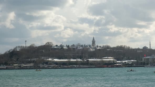 Panoramic view of The Topkapi Palace and Hagia Sophia at Istanbul