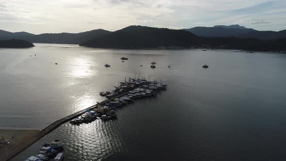 Paraty bay water. Beach landmark travel destination in Brazil. alt