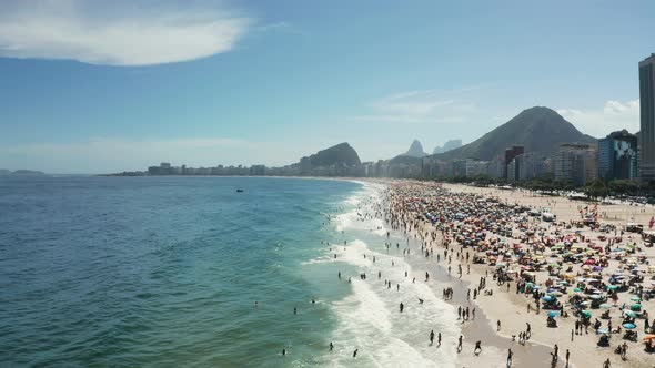 Aerial View of Copacabana Beach with Crowd alt