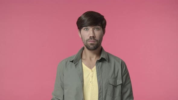 Intrigued Handsome Bearded Man Listen Interesting Proposal Raise Eyebrow with Interest and Disbelief alt