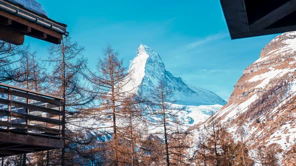 Video Time Lapse Very Beautiful Nature of Matterhorn Mountain  Switzerland alt