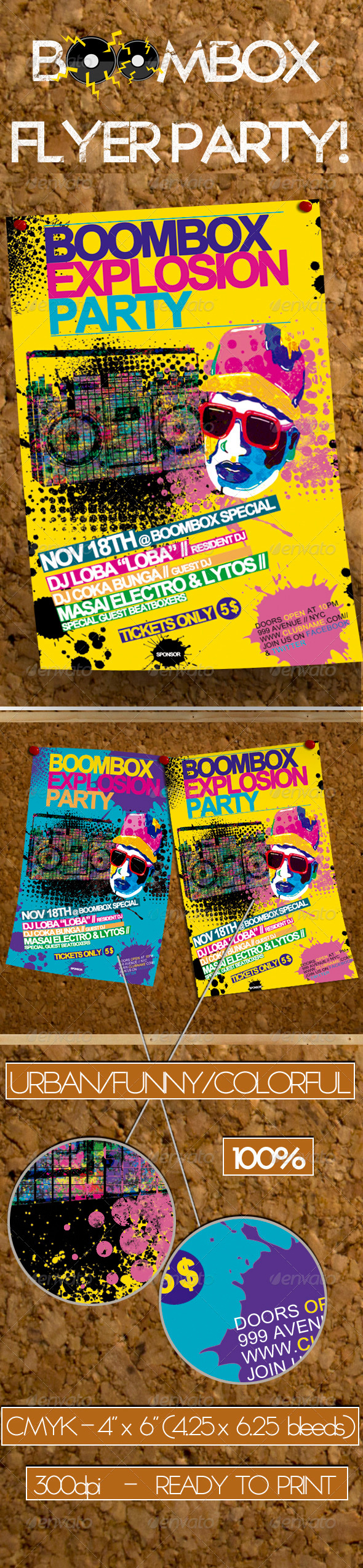 Boombox Party Flyer Template - Clubs & Parties Events