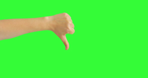 Isolated Woman Hand Showing Thumbs Down, No-like, Dislike or Negative Sign Symbol, Pre keyed alt