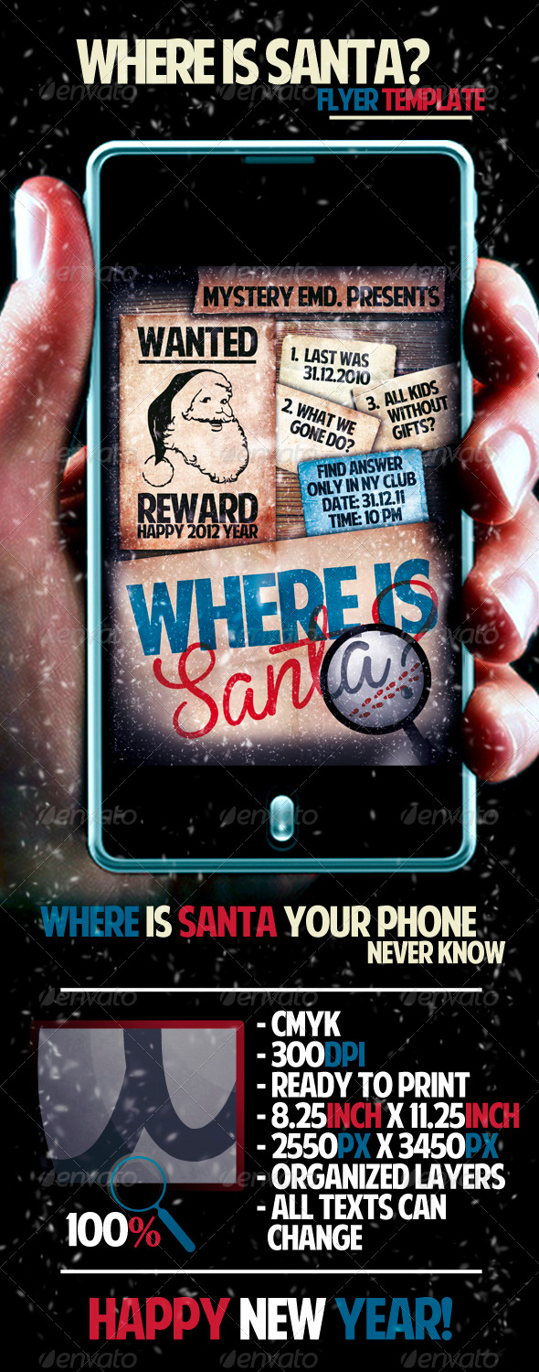 Where Is Santa Flyer Template - Clubs & Parties Events