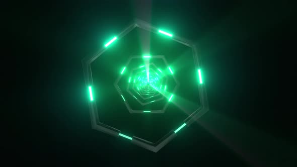 4k Colorful Lighted Hexagonal Tunnel 3