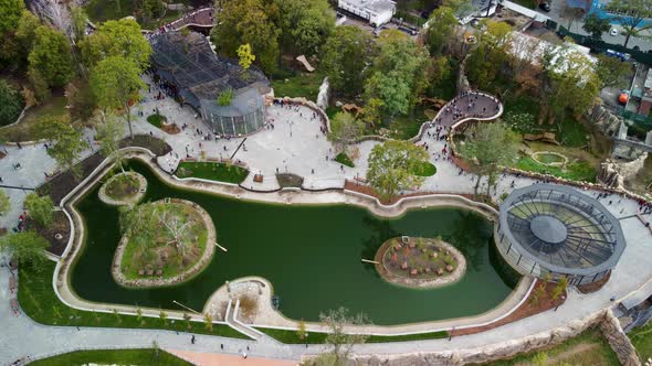 Autumn Kharkiv city zoo lake greenery aerial view