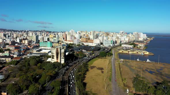 Porto Alegre Brazil. Brazilian city skyline landmark. Buildings at downtown city alt