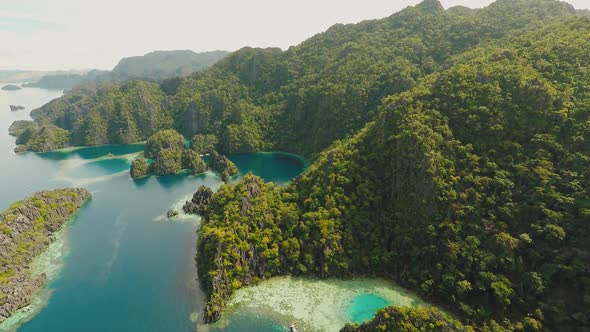 Coron Palawan Philippines Aerial View of Beautiful Twin Lagoon and Limestone Cliffs alt