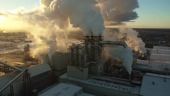 Industrial Factory Emissions Pollute the Air
