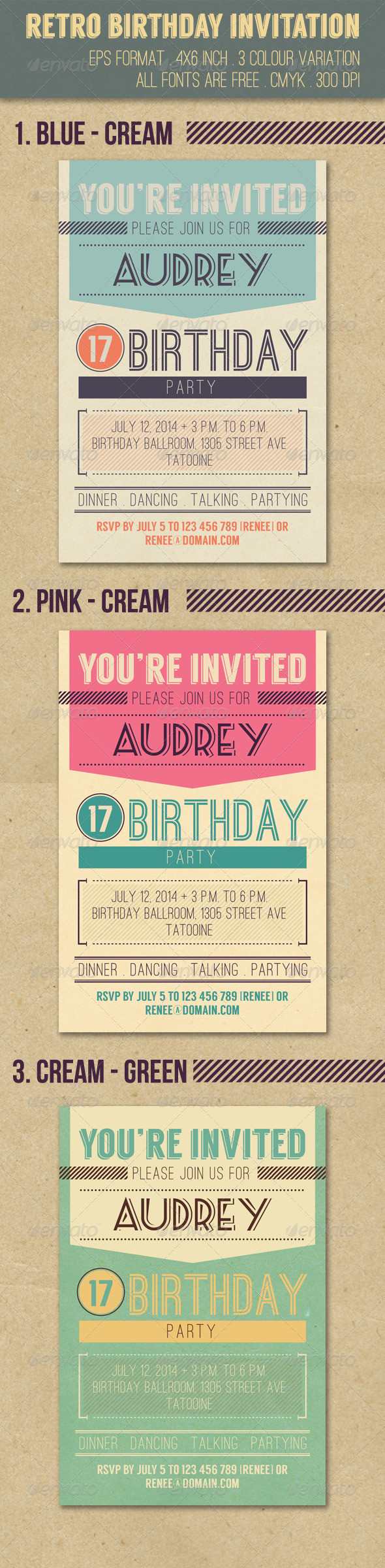 Retro Birthday Invitation by apriliapratama | GraphicRiver
