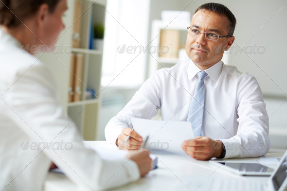 Speaking at meeting - Stock Photo - Images