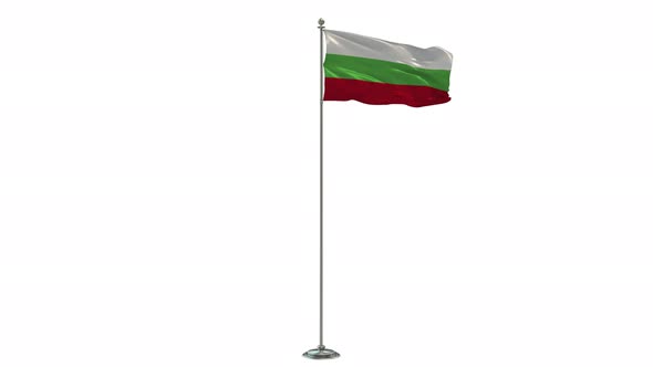 Bulgaria 3D Illustration Of The Waving flag On Long  Pole With Alpha alt