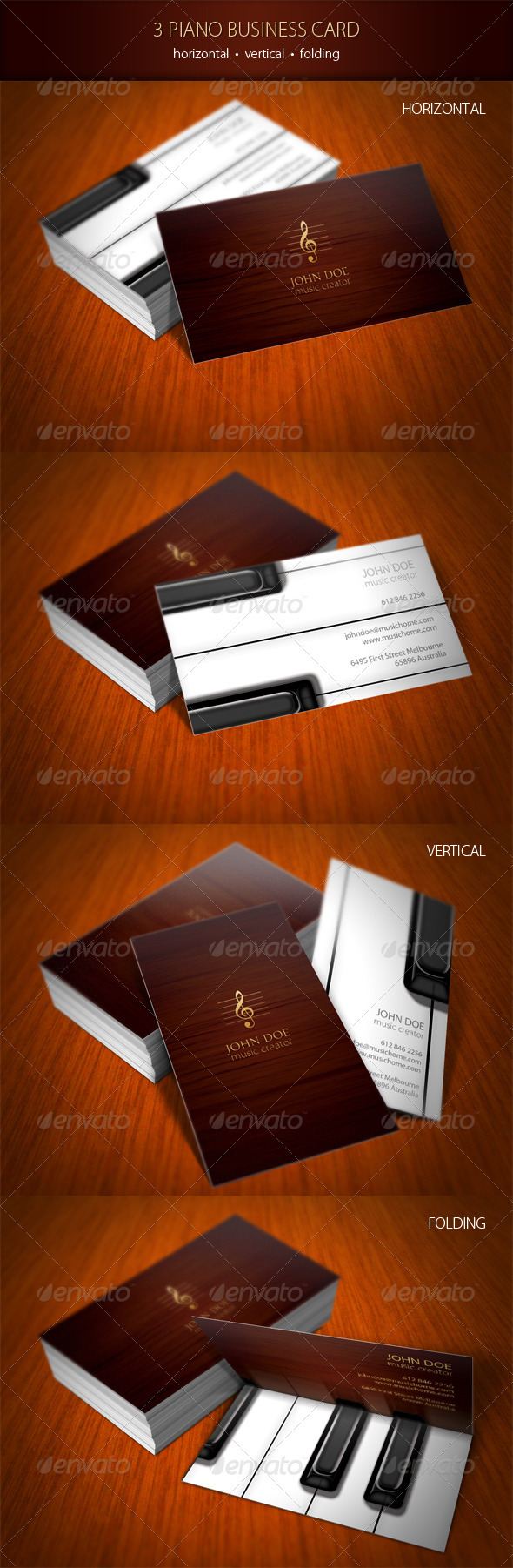 3 Piano Business Card