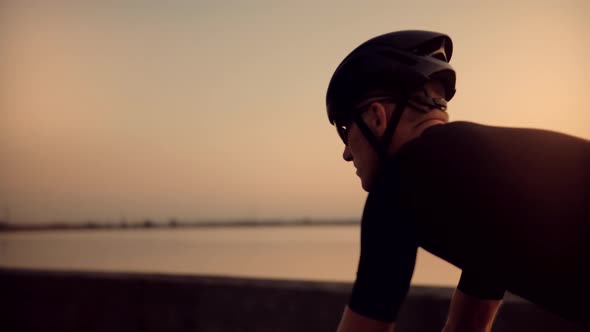 Cyclist Fitness Riding On Road Bike.Cyclist Triathlete Training Workout On Bicycle.Cycling On Bike alt