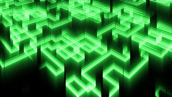 4k Green Neon Labyrinth