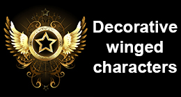 Decorative winged characters