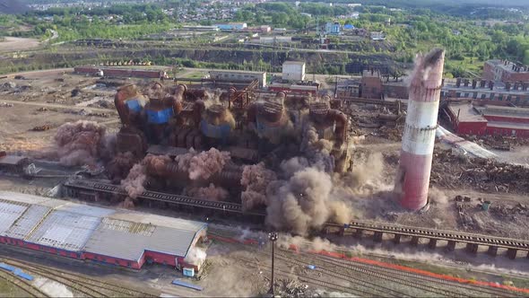The Collapse of an Obsolete Industrial Chimney with an Explosion. Disposal of an Obsolete alt