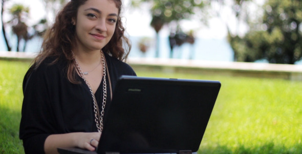 Girl Using Notebook 1