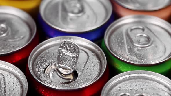 Aluminum Cans with Carbonated Water, Energy Drinks or Beer