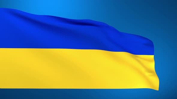 3D Animation of the UKRAINE Flag Waving on Blue Background  3D Rendering alt