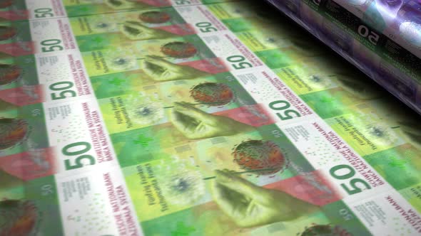 Swiss Francs money banknotes printing seamless loop alt