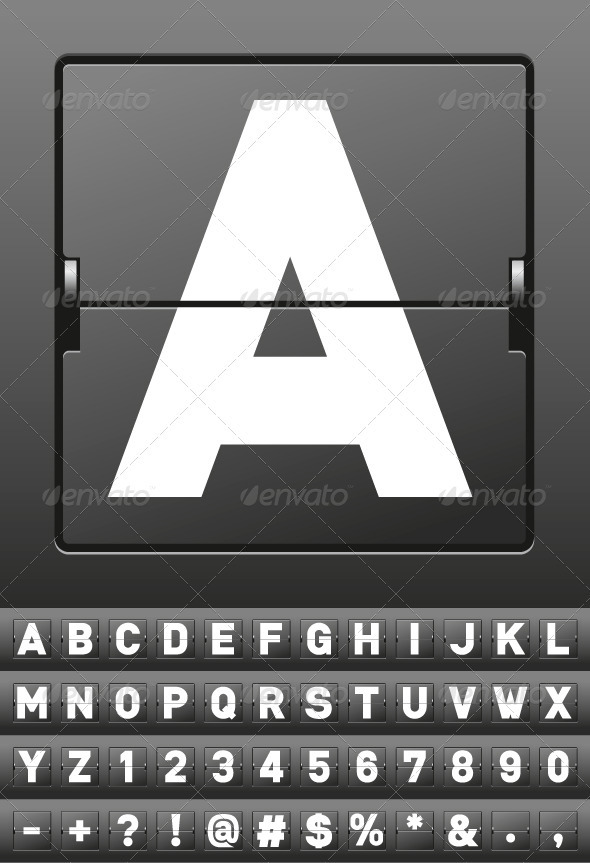 Vector Mechanical Scoreboard Alphabet - Decorative Vectors