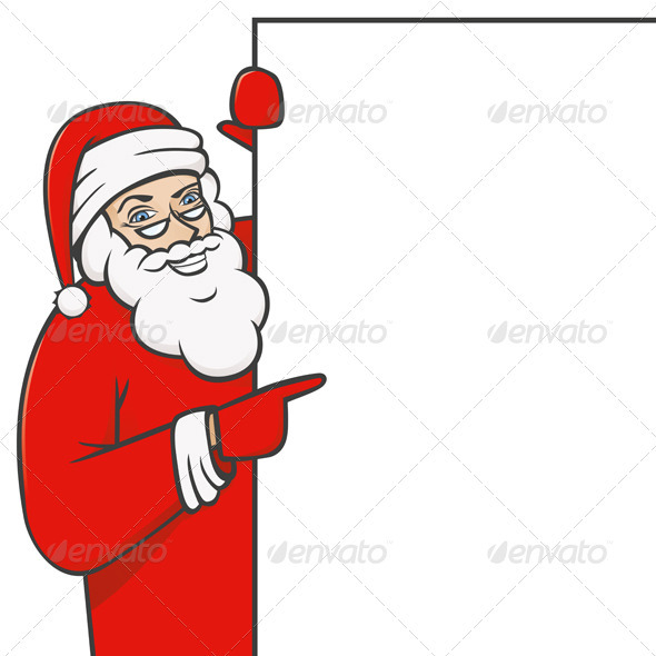 Vector Santa Claus Holding White Board