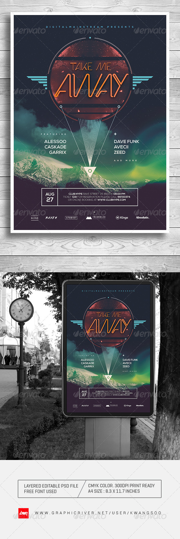 Take Me Away Electro Music Poster / Flyer - Clubs & Parties Events